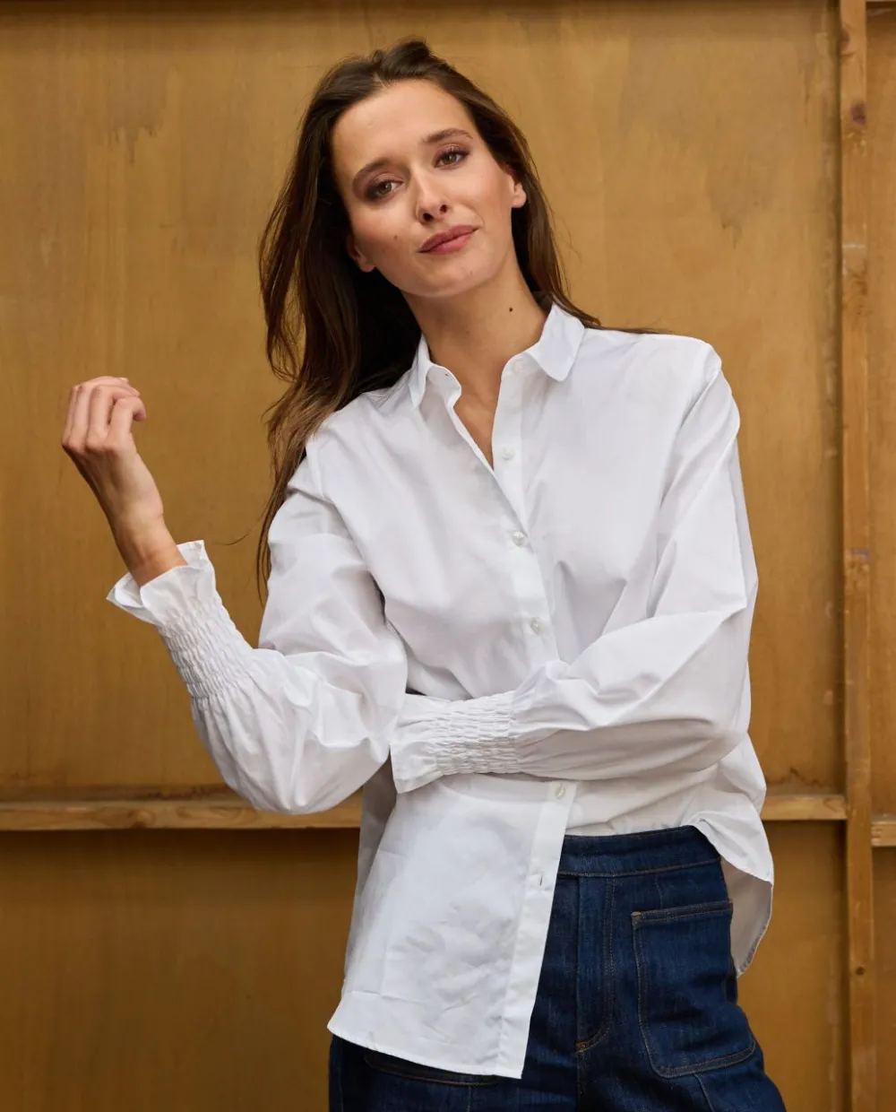 blouse_poignets_smocks_blanc_4.webp Acanthe Blouse poignets smockés Blanc Fashion