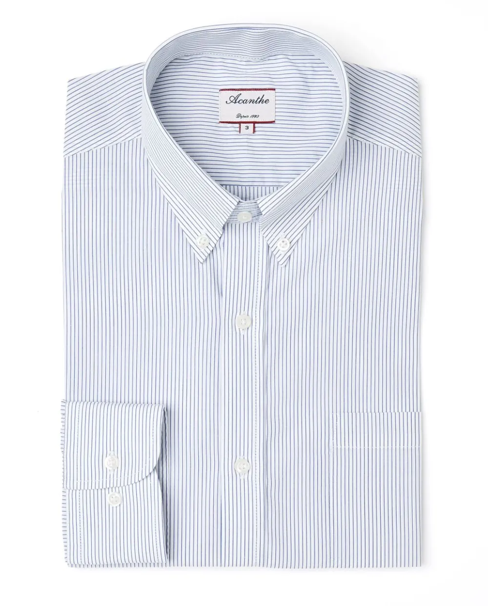 Acanthe Chemise regular col boutonné fines rayures bleu RayurebleuN17 Store