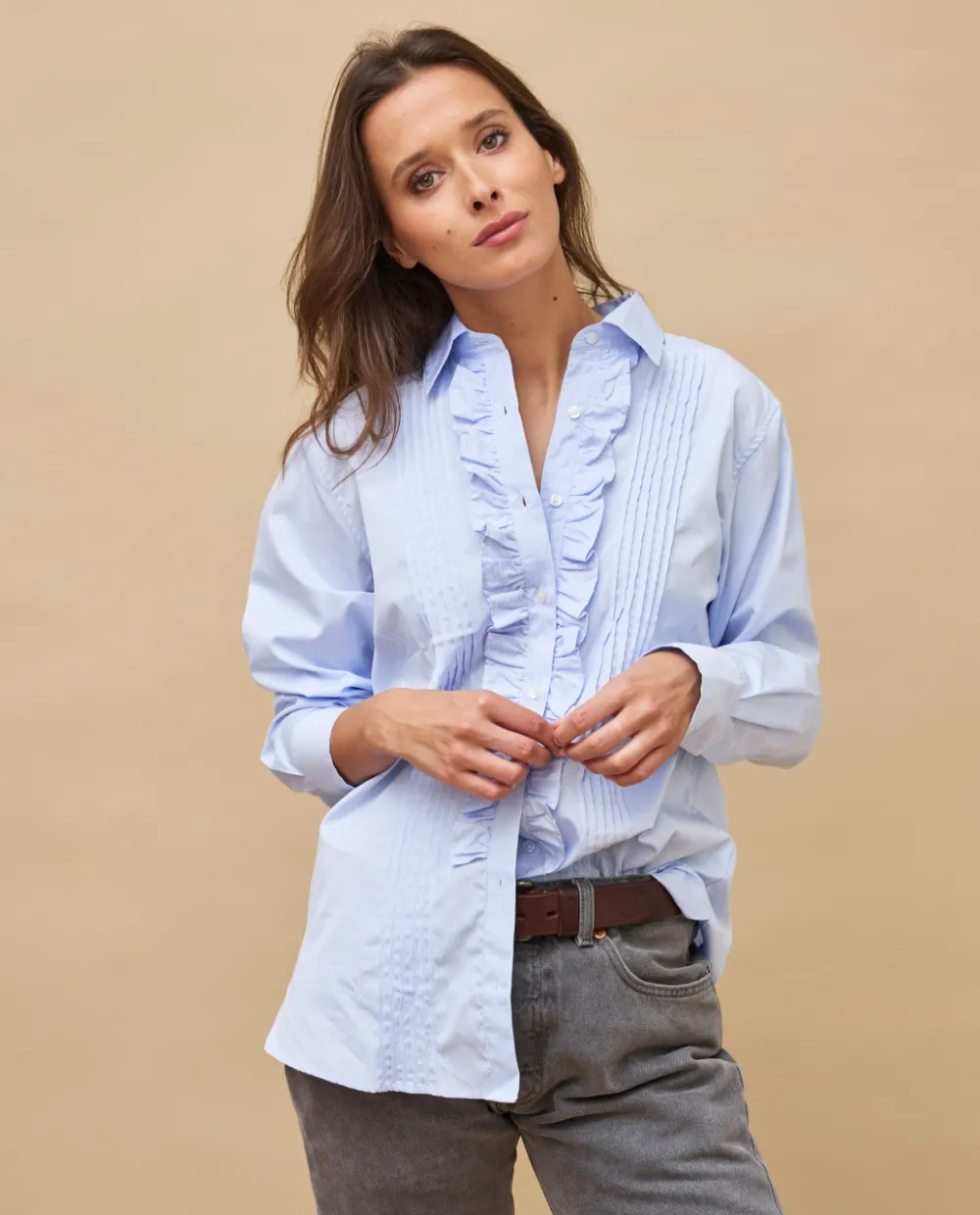 chemisier__jabot_micro_vichy_ciel_2.webp Acanthe Chemisier à jabot micro vichy ciel Microvichyciel Discount