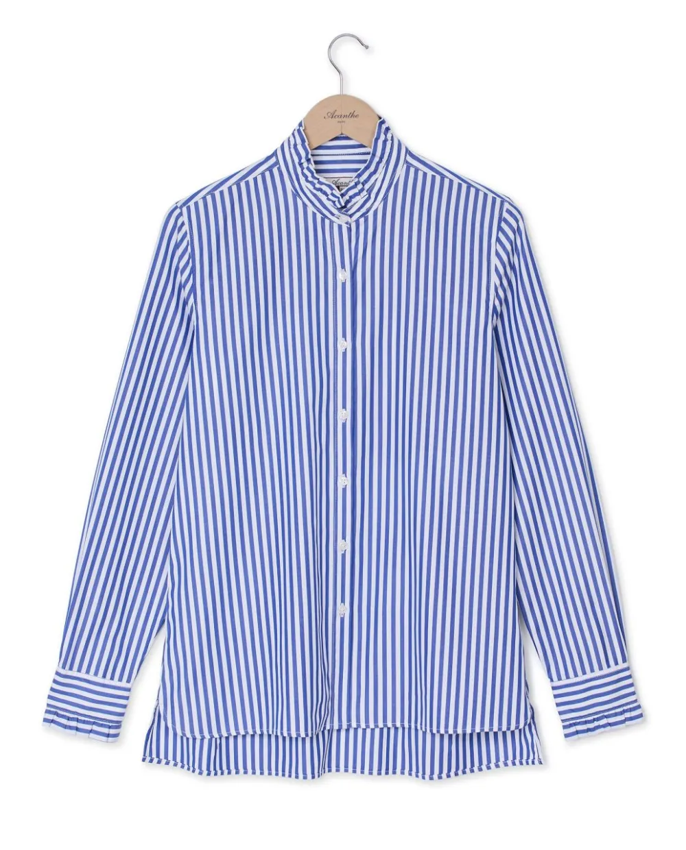 chemisier_col_et_poignets__volants_large_rayure_bleue_2.webp Acanthe Chemisier col et poignets à volants large rayure bleue largerayureblanc/bleu Discount