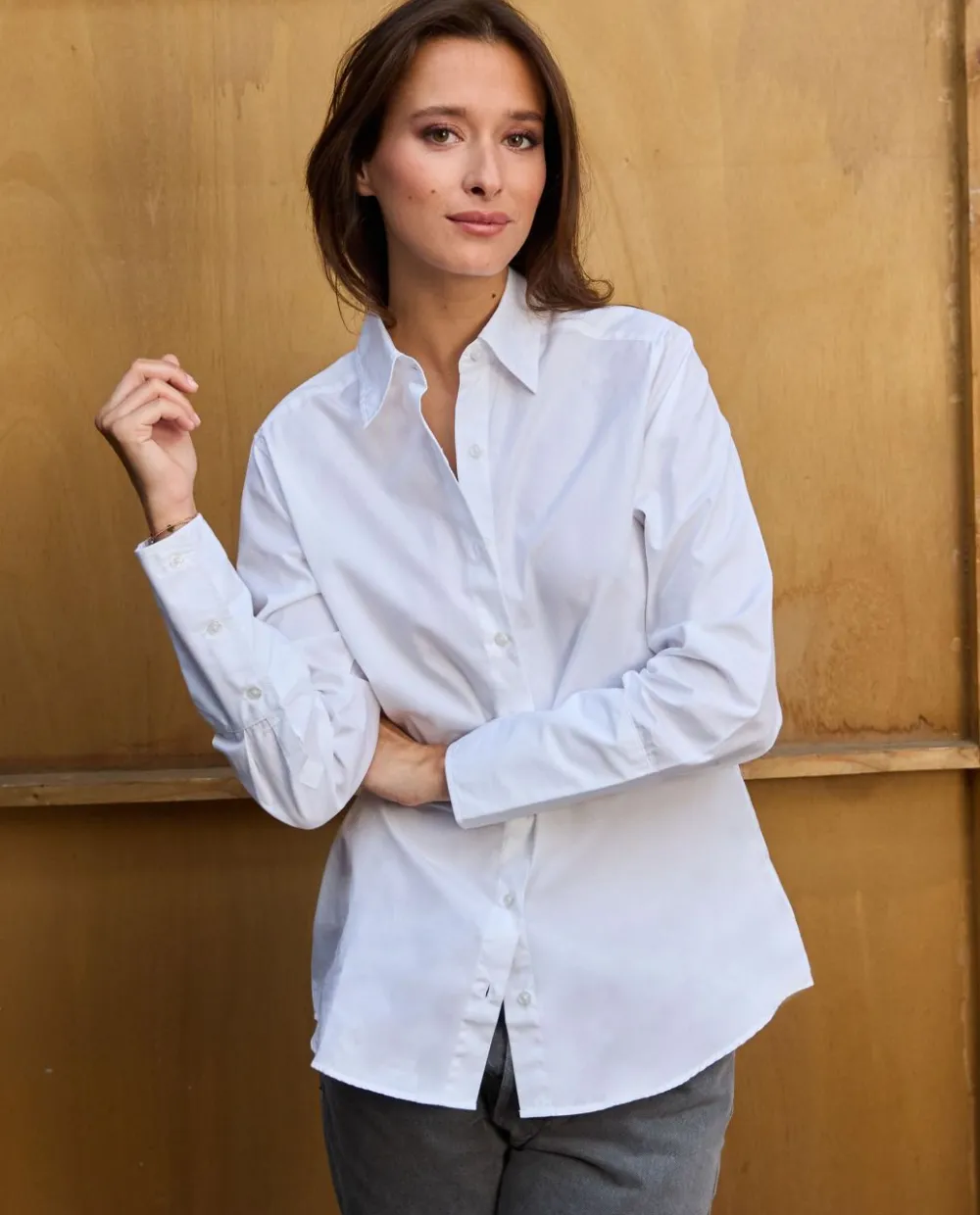 Acanthe Chemisier long poignet Blanc Cheap