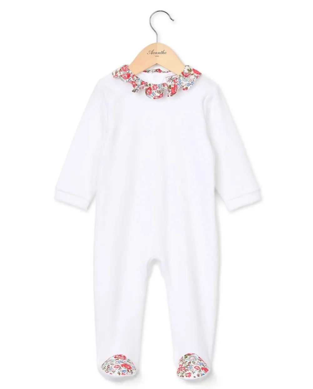 Acanthe Dors bien blanc col volanté en tissu Liberty Felicite blanc/LibertyFelicite Cheap