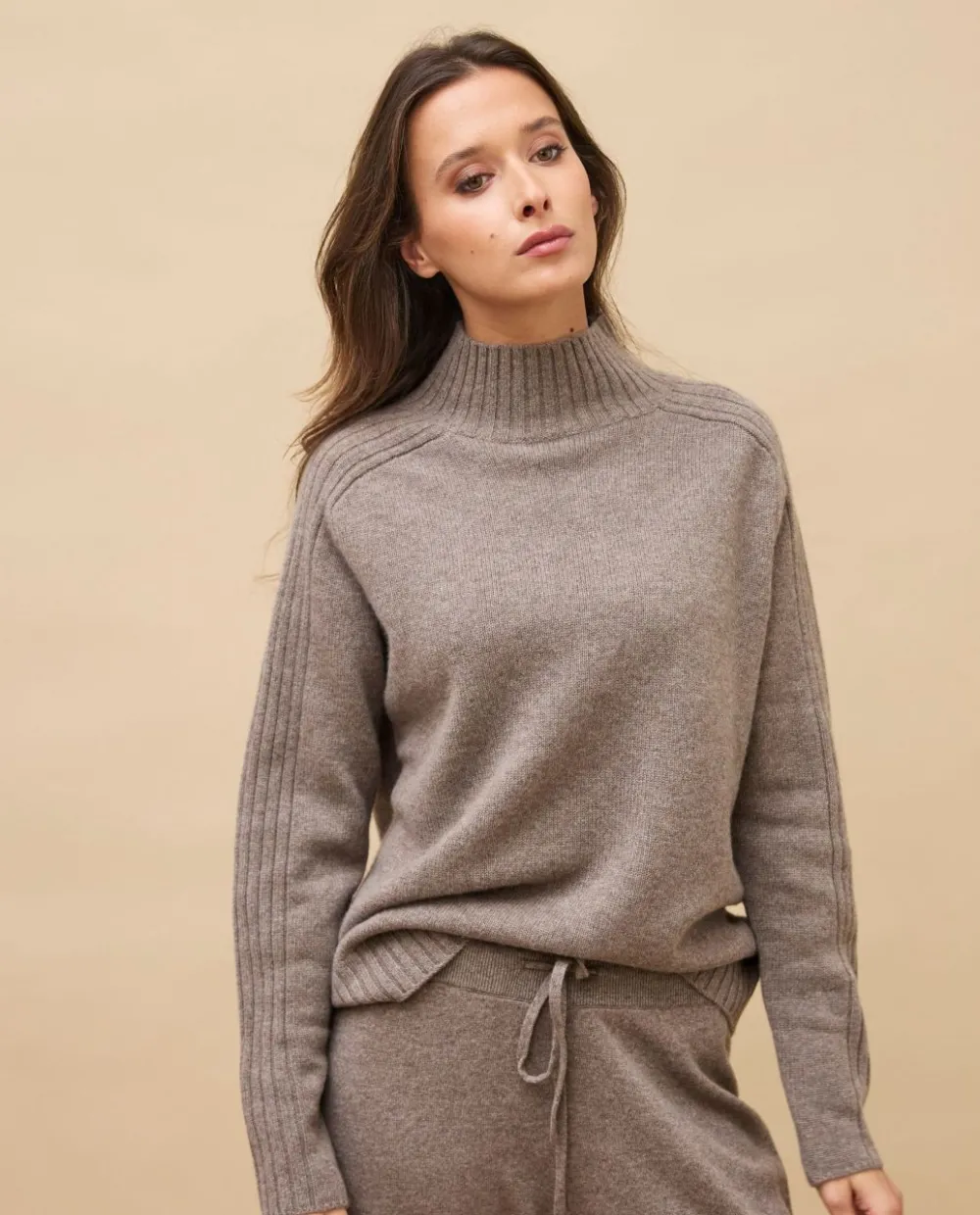 pull_col_montant_ctes_taupe__cachemire_3.webp Acanthe Pull col montant côtes 100% cachemire Taupe Best Sale