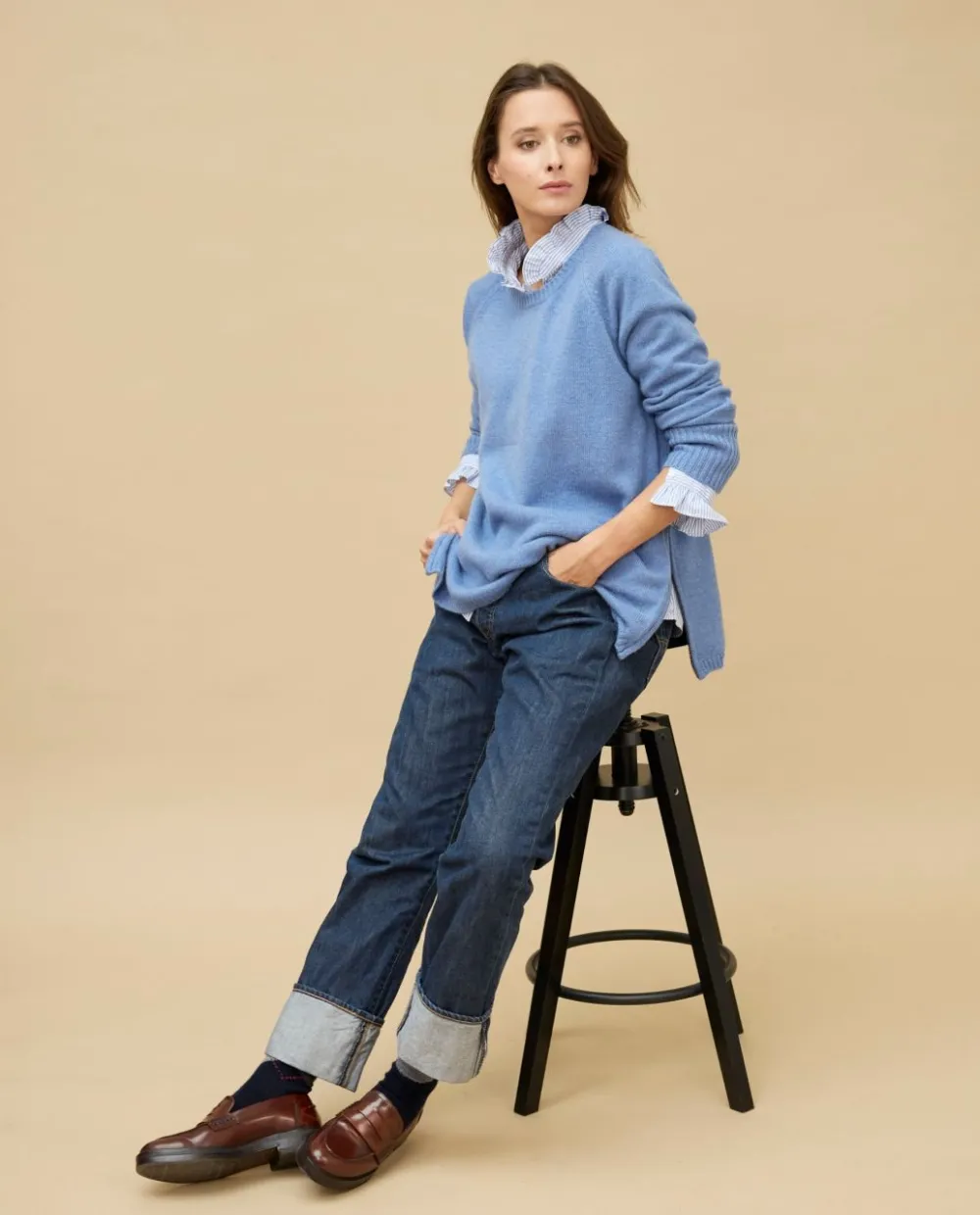 pull_zips_cts_bleu_chin__cachemire_6.webp Acanthe Pull zips côtés bleu chiné 100% cachemire bleuchiné Fashion