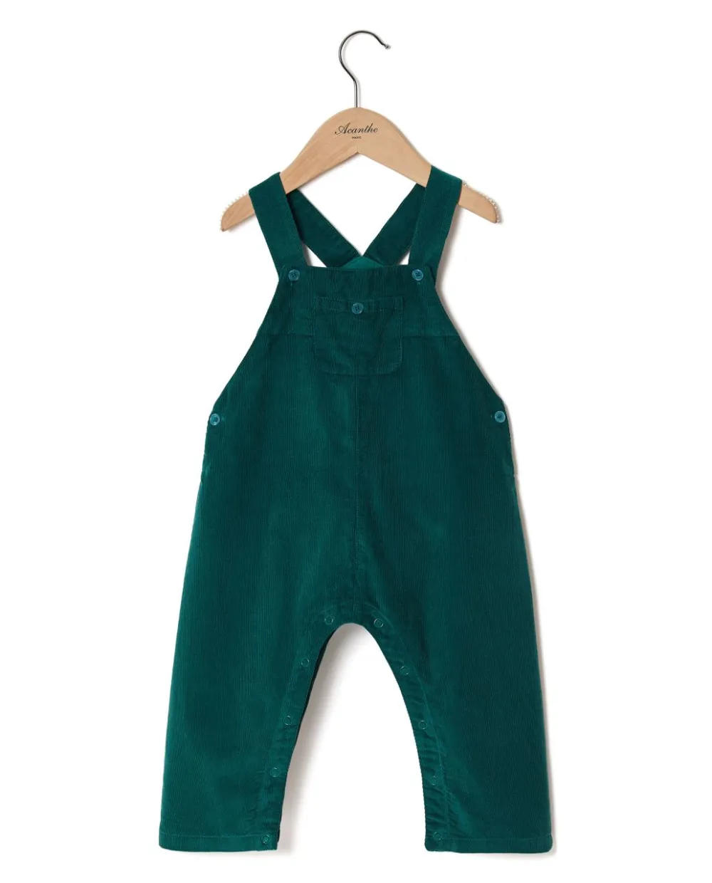 Acanthe Salopette velours Vert Discount