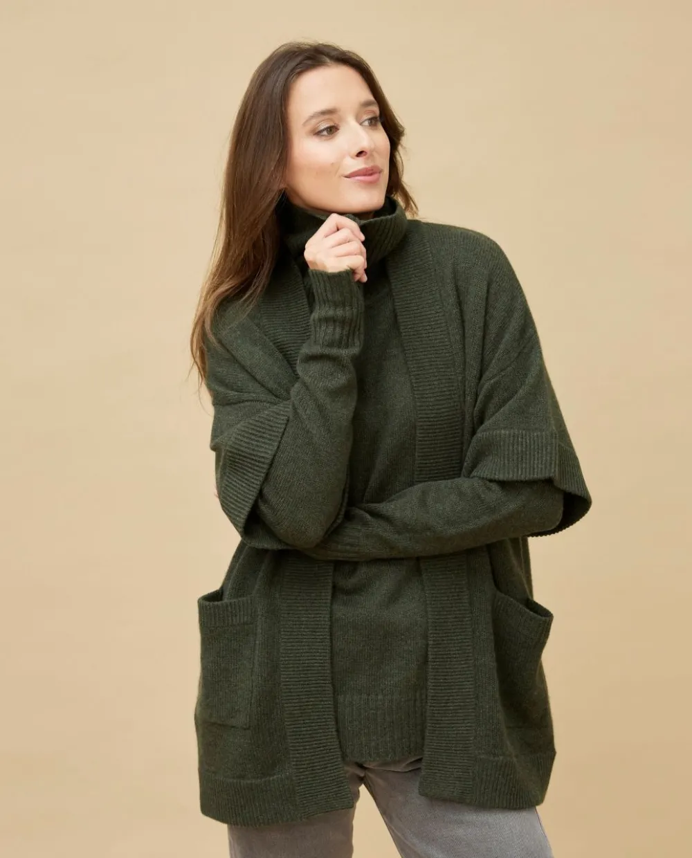 veste_kimono_kaki__cachemire_2.webp Acanthe Veste kimono 100% cachemire Kaki Cheap