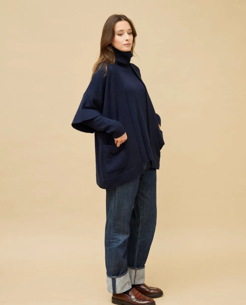 Acanthe Veste kimono 100% cachemire Marine Best Sale